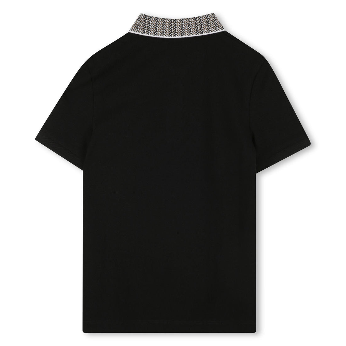 Cotton Piqué Short Sleeve Polo with Jacquard Collar and Logo Badge Hugo Boss