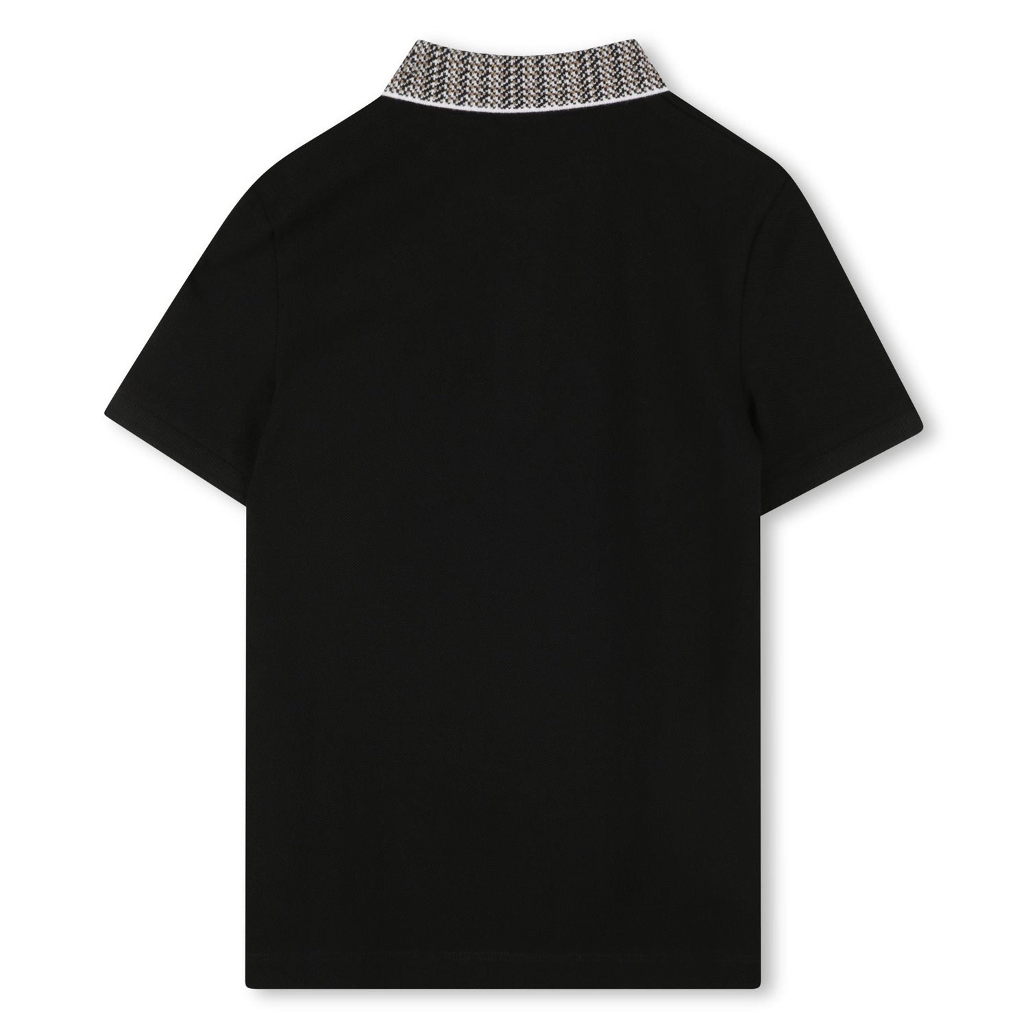 Cotton Piqué Short Sleeve Polo with Jacquard Collar and Logo Badge Hugo Boss