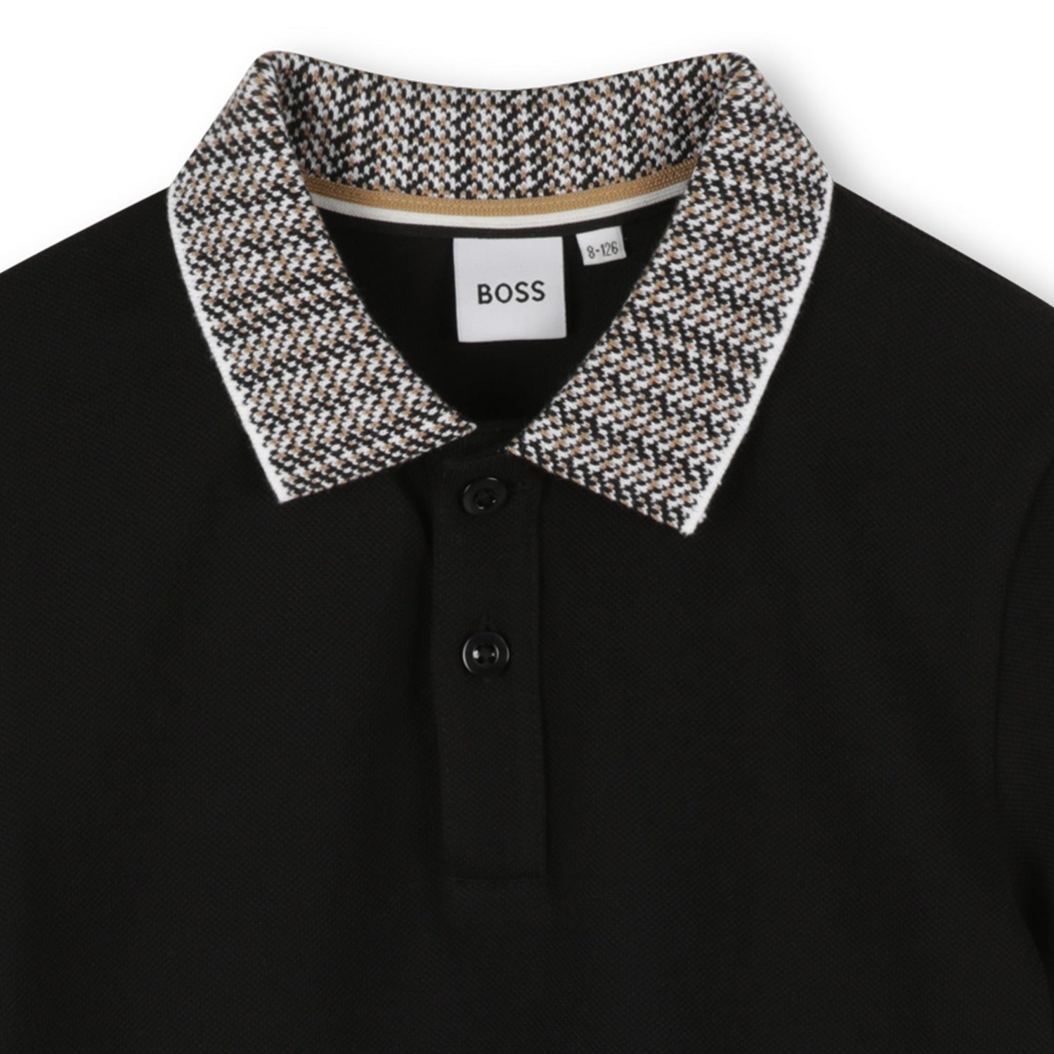 Cotton Piqué Short Sleeve Polo with Jacquard Collar and Logo Badge Hugo Boss
