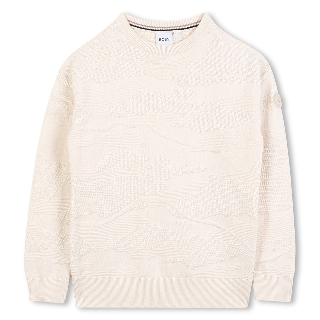 Cotton Knit Sweater with Dot Pattern and Logo Badge Hugo Boss
