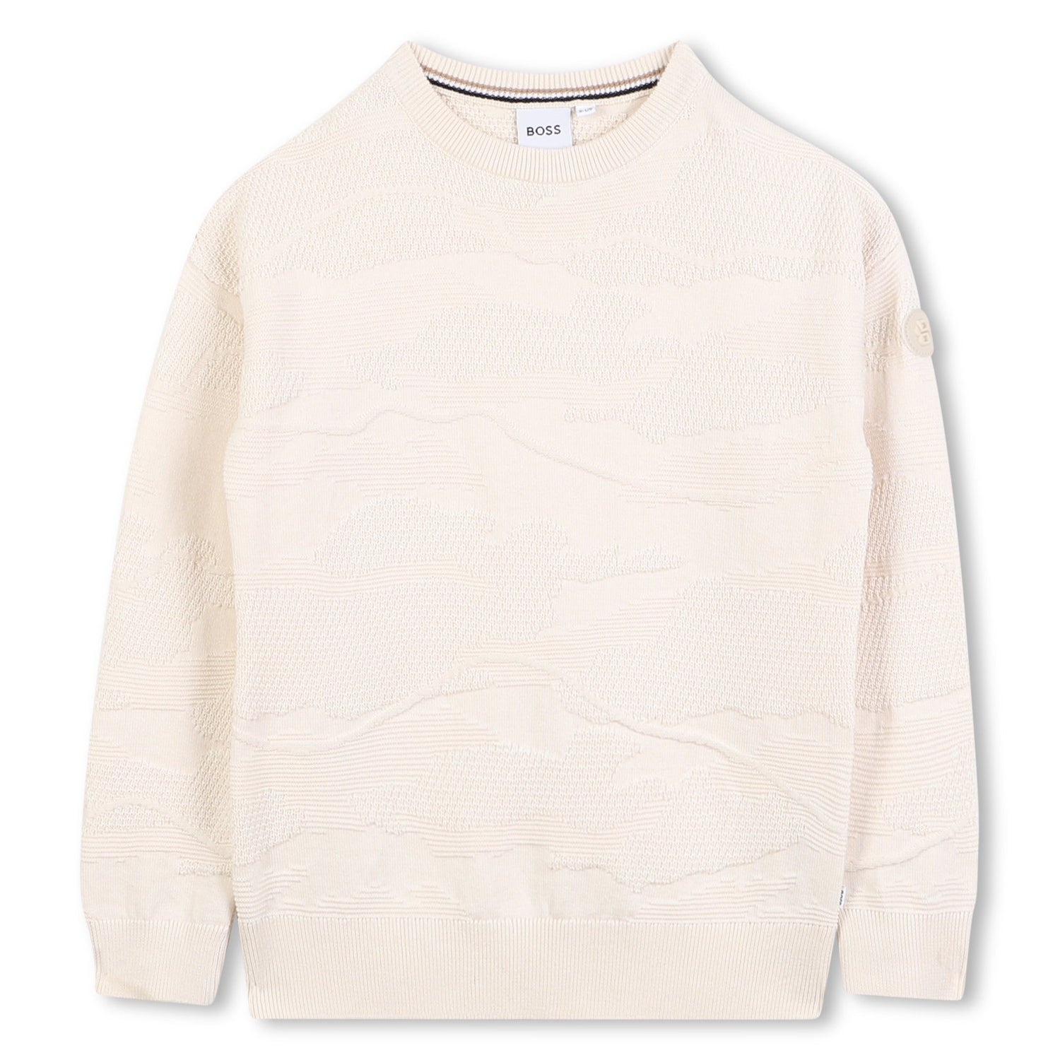 Cotton Knit Sweater with Dot Pattern and Logo Badge Hugo Boss
