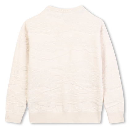 Cotton Knit Sweater with Dot Pattern and Logo Badge Hugo Boss