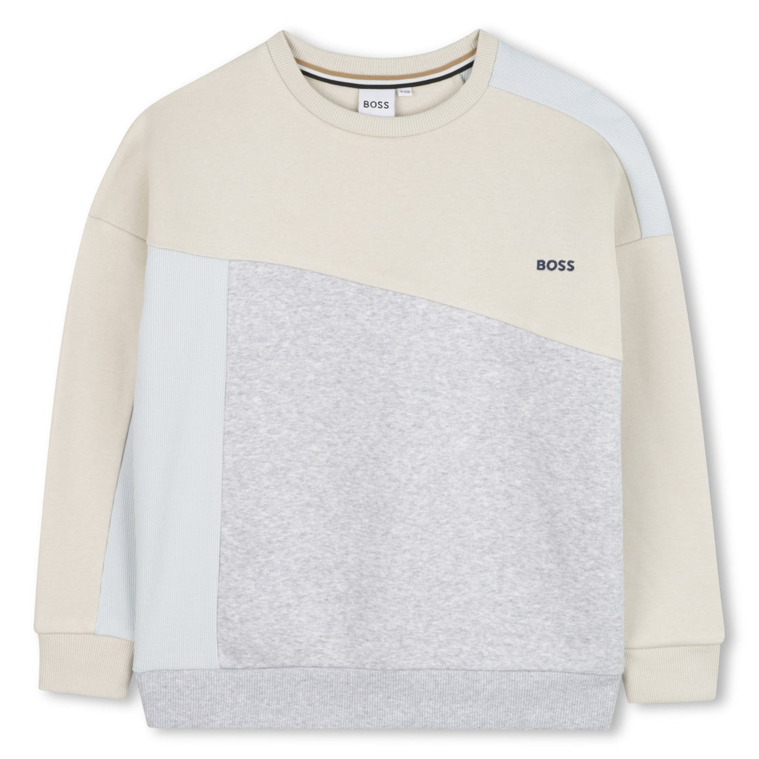 Loose-Fit Brushed Fleece Sweatshirt with Ribbed Yoke and Embroidered Logo Hugo Boss
