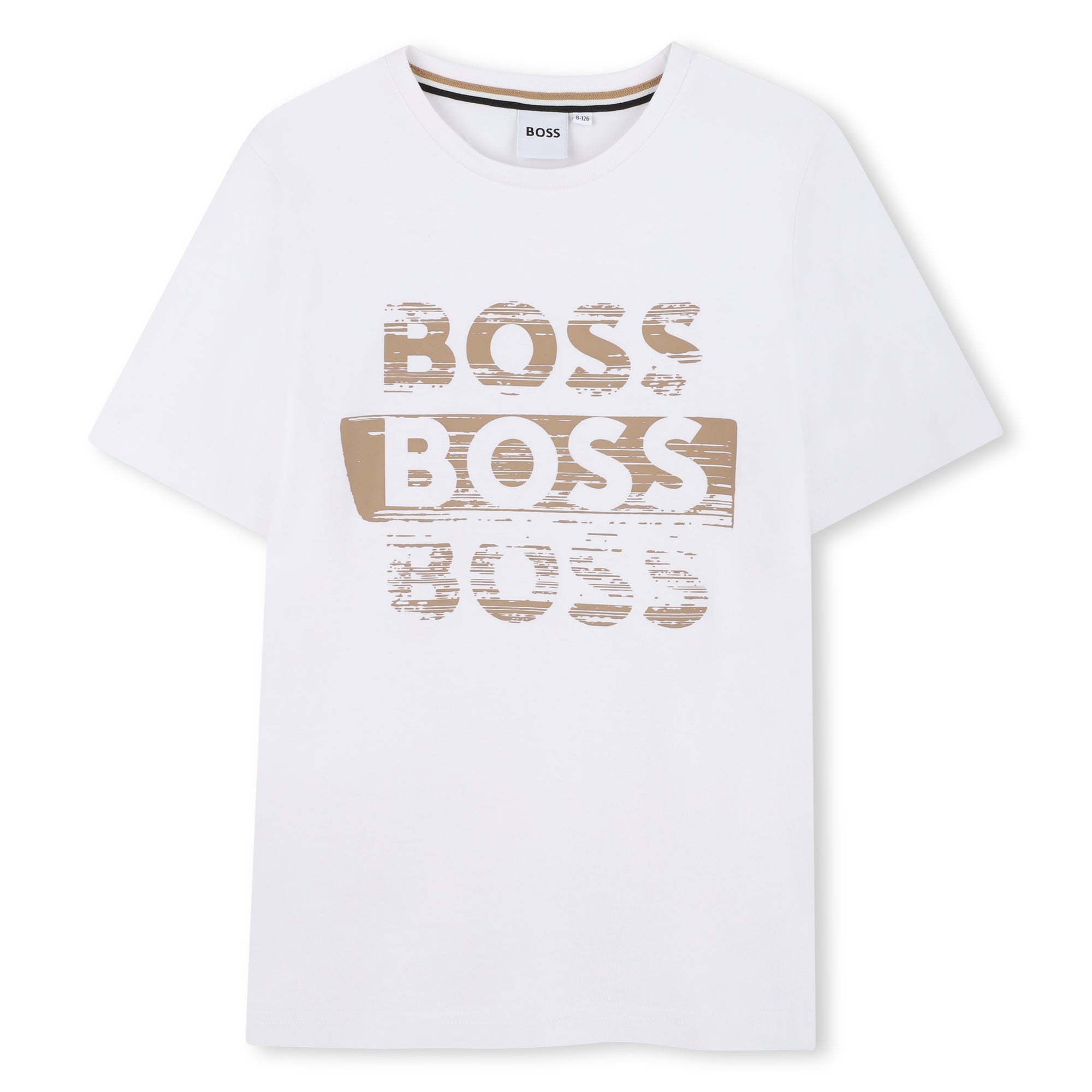 Cotton Jersey Short Sleeve T-Shirt with Fancy Logo Print Hugo Boss