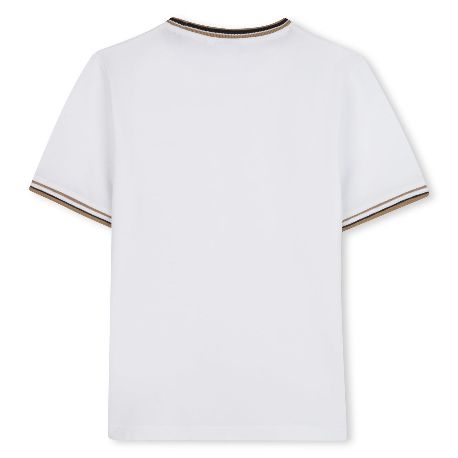 Cotton Piqué Short Sleeve T-Shirt with Iconic Stripe Detail and Logo Hugo Boss