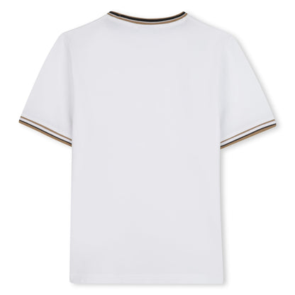 Cotton Piqué Short Sleeve T-Shirt with Iconic Stripe Detail and Logo Hugo Boss