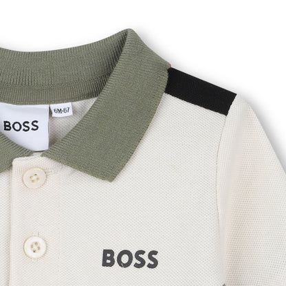 Colourblock Cotton Polo Shirt for Baby Boy Hugo Boss