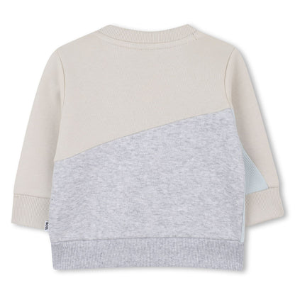 Brushed Fleece Sweatshirt with Ribbed Yoke and Embroidered Logo Hugo Boss