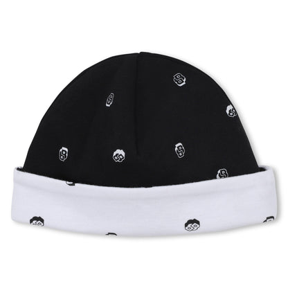White and Black Cotton Newborn Gift Set with Babygrow, Bodysuit and Two Hats Hugo Boss