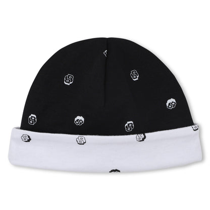White and Black Cotton Newborn Gift Set with Babygrow, Bodysuit and Two Hats Hugo Boss