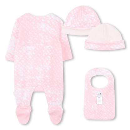 Baby Sleepsuit and Hat Set in Soft Pink Hugo Boss