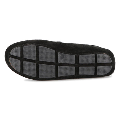 Suede Leather Loafers with Embossed Logo and Tricolour Stripe Embroidery Hugo Boss