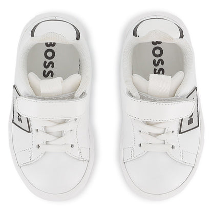 Cow Leather Trainers with Elastic Laces and Hook-and-Loop Strap Hugo Boss