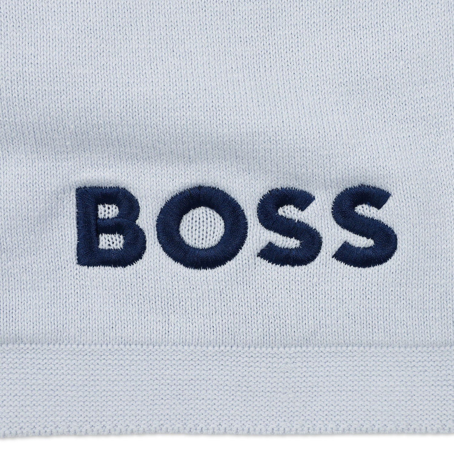 Knitted Baby Blanket with Jacquard Logo and Embroidery Hugo Boss