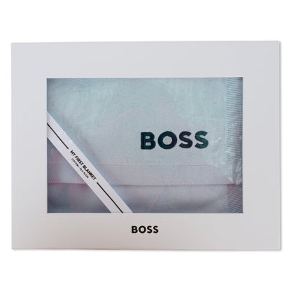 Knitted Baby Blanket with Jacquard Logo and Embroidery Hugo Boss