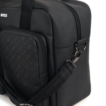 Coated Fabric Changing Bag with Monogram Perforations and Jacquard Handles Hugo Boss