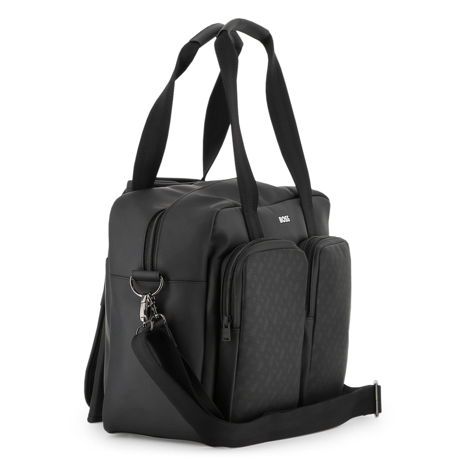Coated Fabric Changing Bag with Monogram Perforations and Jacquard Handles Hugo Boss
