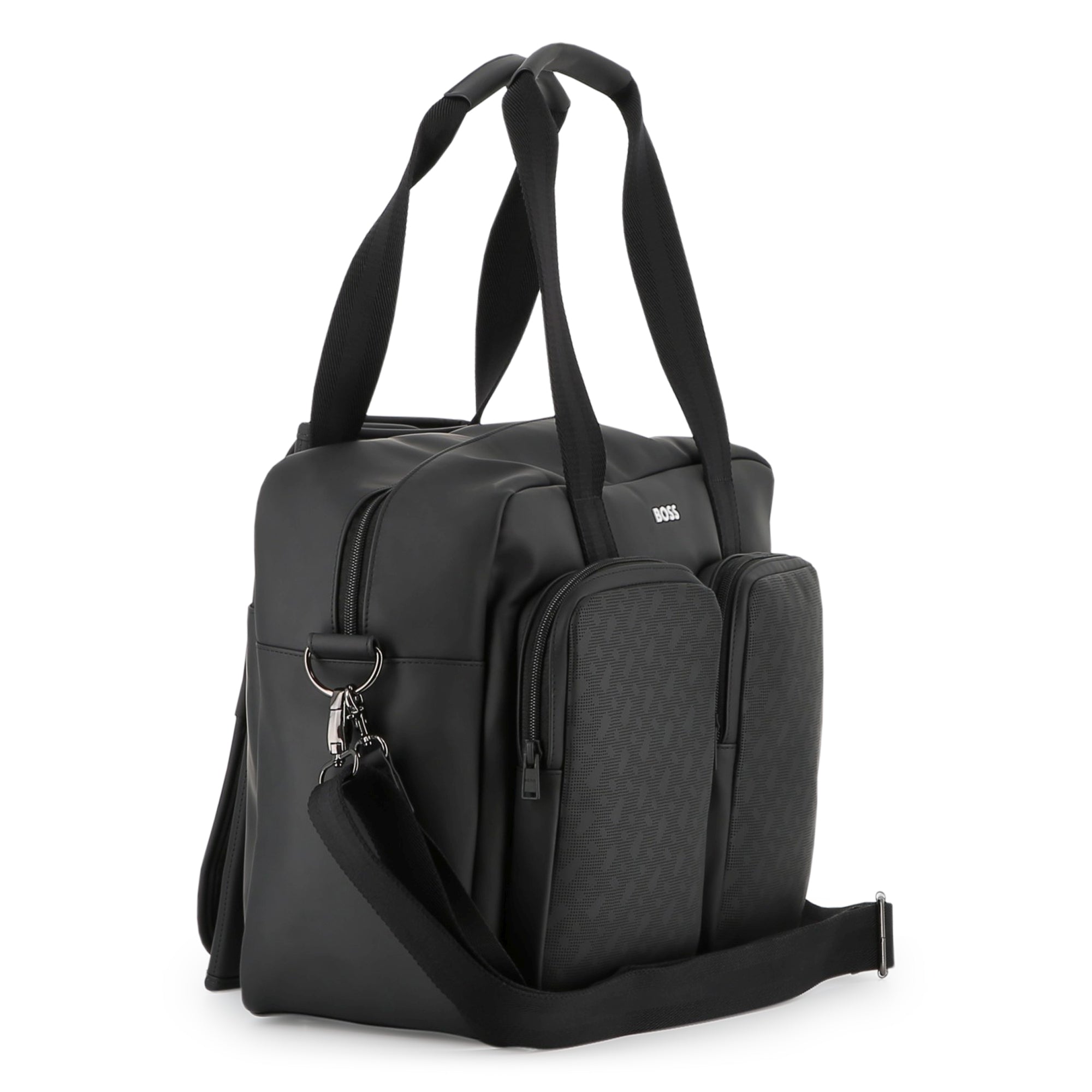 Coated Fabric Changing Bag with Monogram Perforations and Jacquard Handles Hugo Boss