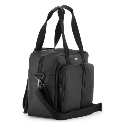 Coated Fabric Changing Bag with Monogram Perforations and Jacquard Handles Hugo Boss