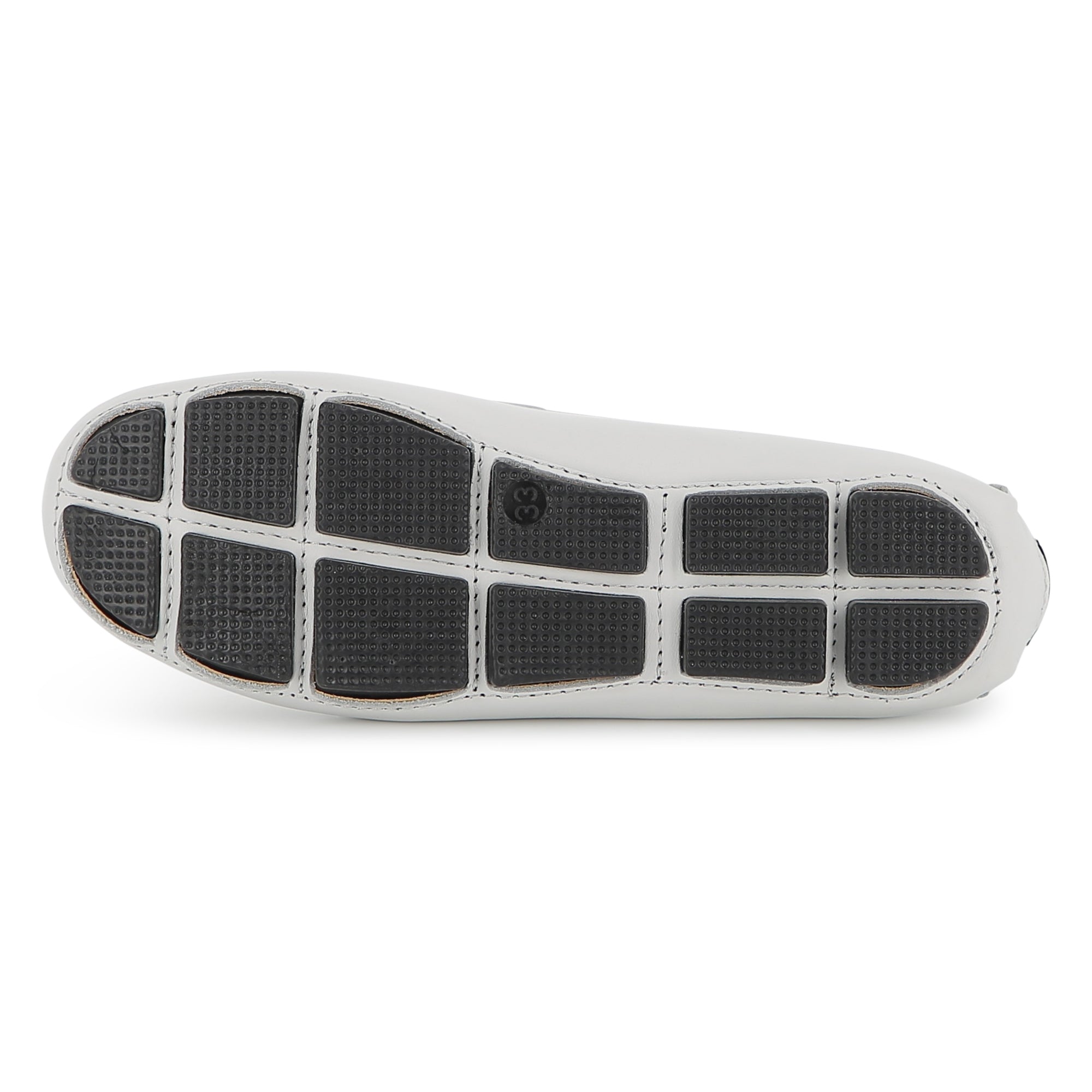 Boys Leather Loafers with Embossed Logo in White Hugo Boss