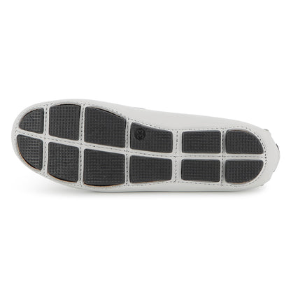 Boys Leather Loafers with Embossed Logo in White Hugo Boss