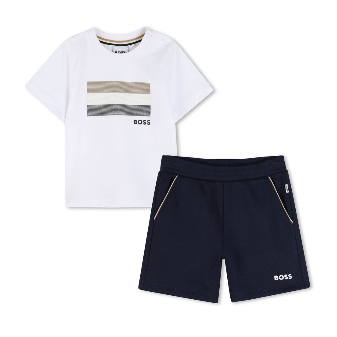 Cotton Tee &amp; French Terry Bermuda Shorts Set Hugo Boss