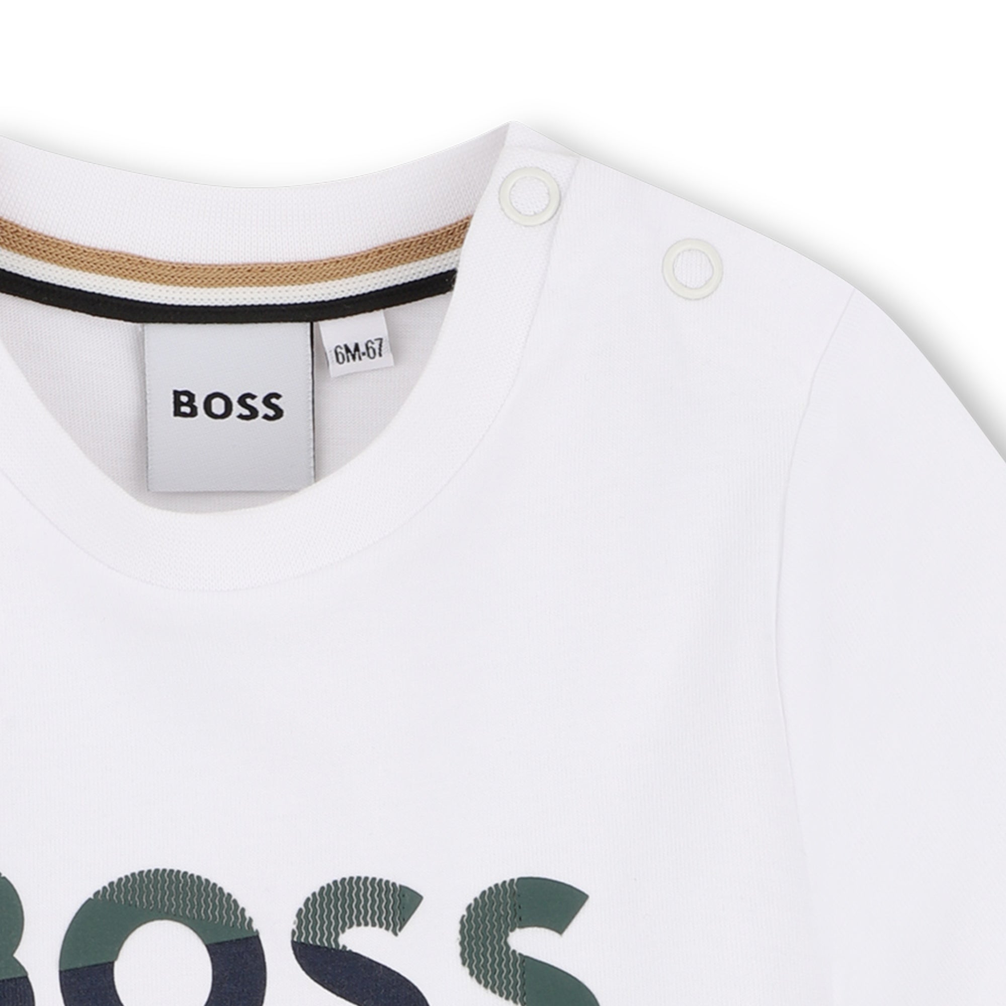 Cotton Tee &amp; Bermuda Shorts Set with Logo Print Hugo Boss