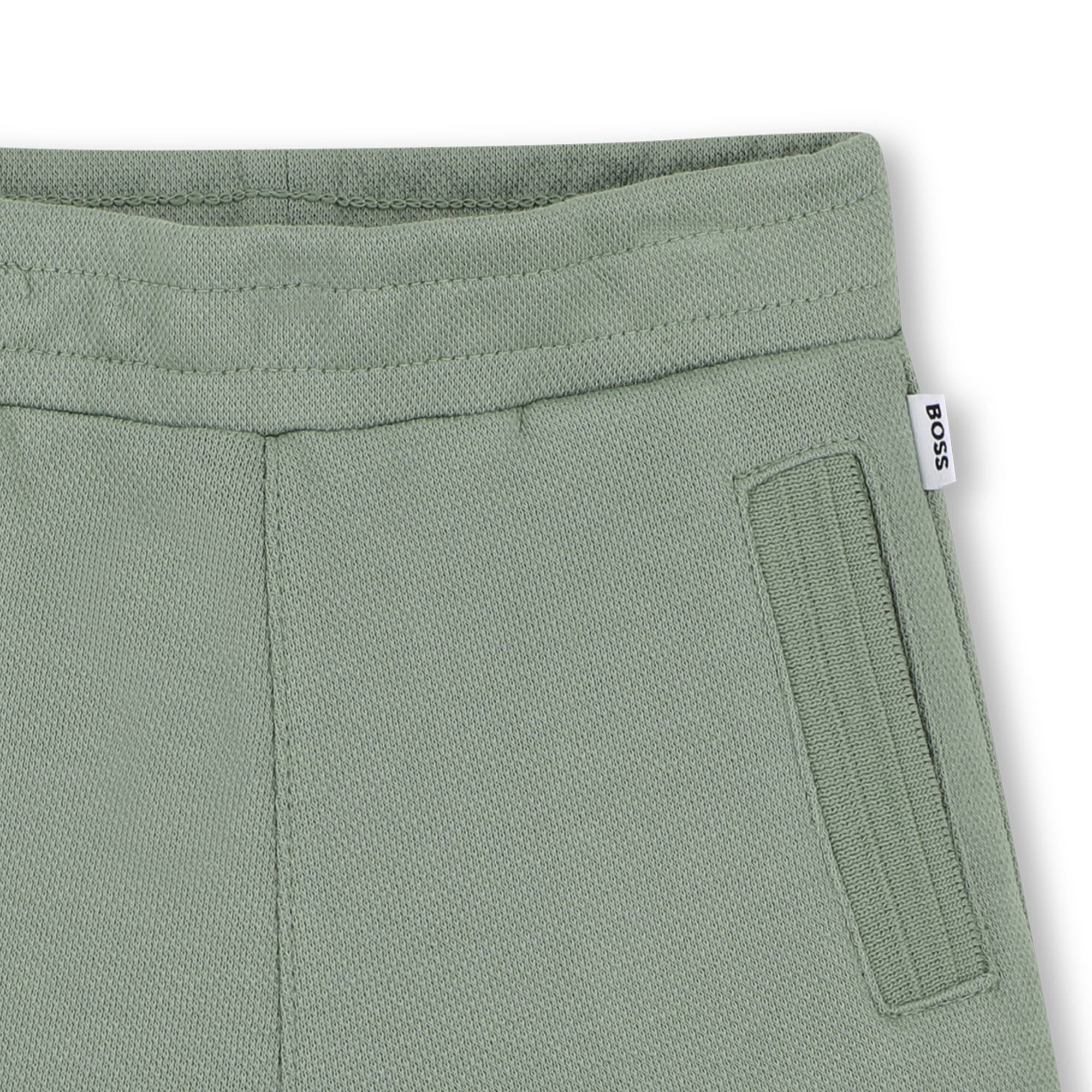 Cotton Tee &amp; Bermuda Shorts Set with Logo Print Hugo Boss