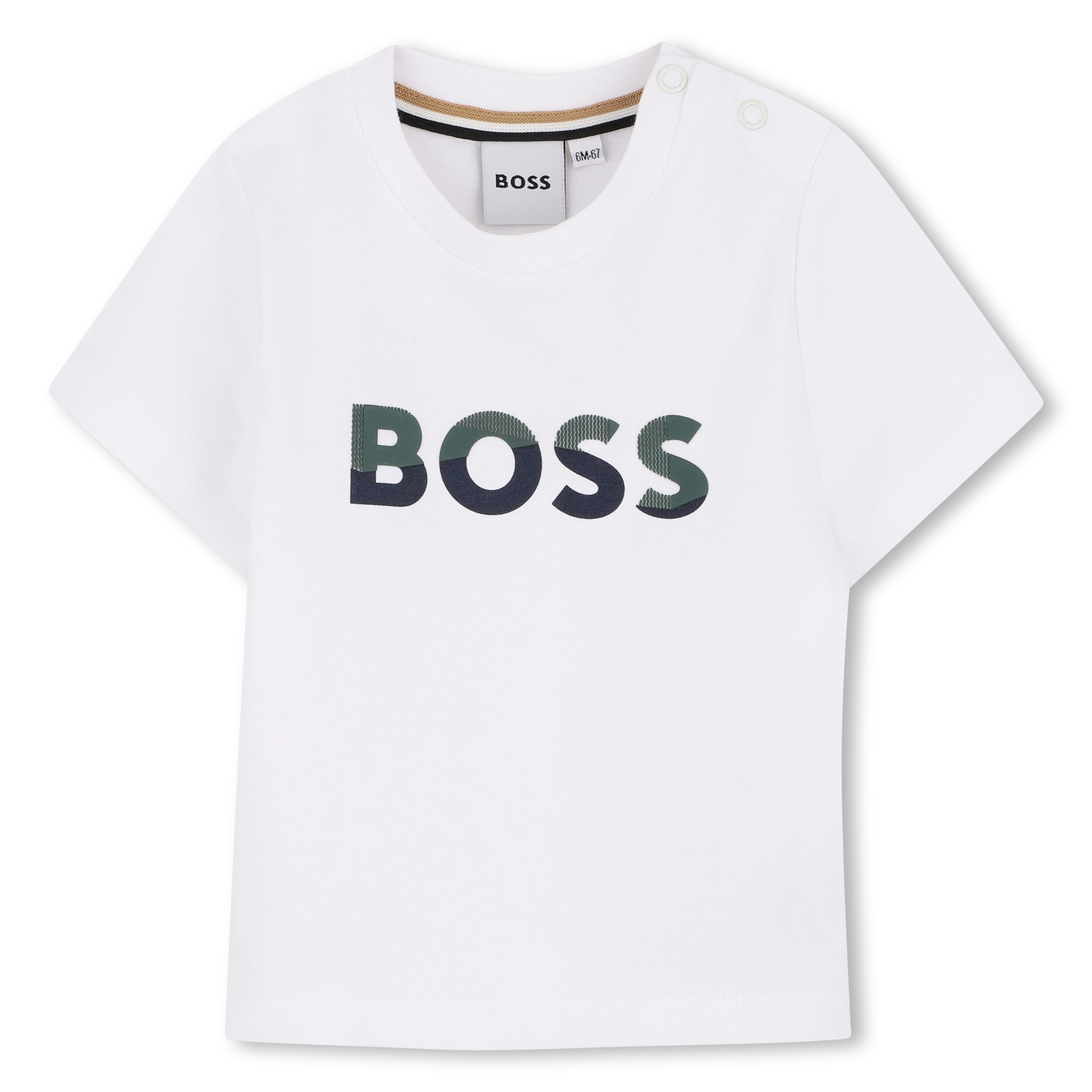 Cotton Tee &amp; Bermuda Shorts Set with Logo Print Hugo Boss