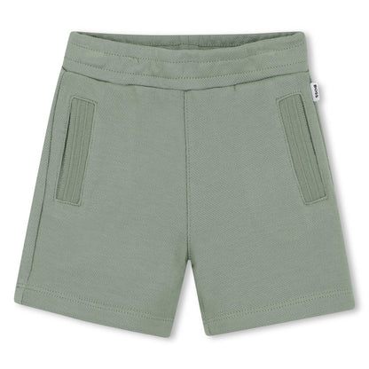 Cotton Tee &amp; Bermuda Shorts Set with Logo Print Hugo Boss