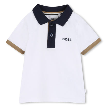 Baby Cotton Piqué Polo Shirt, White Hugo Boss