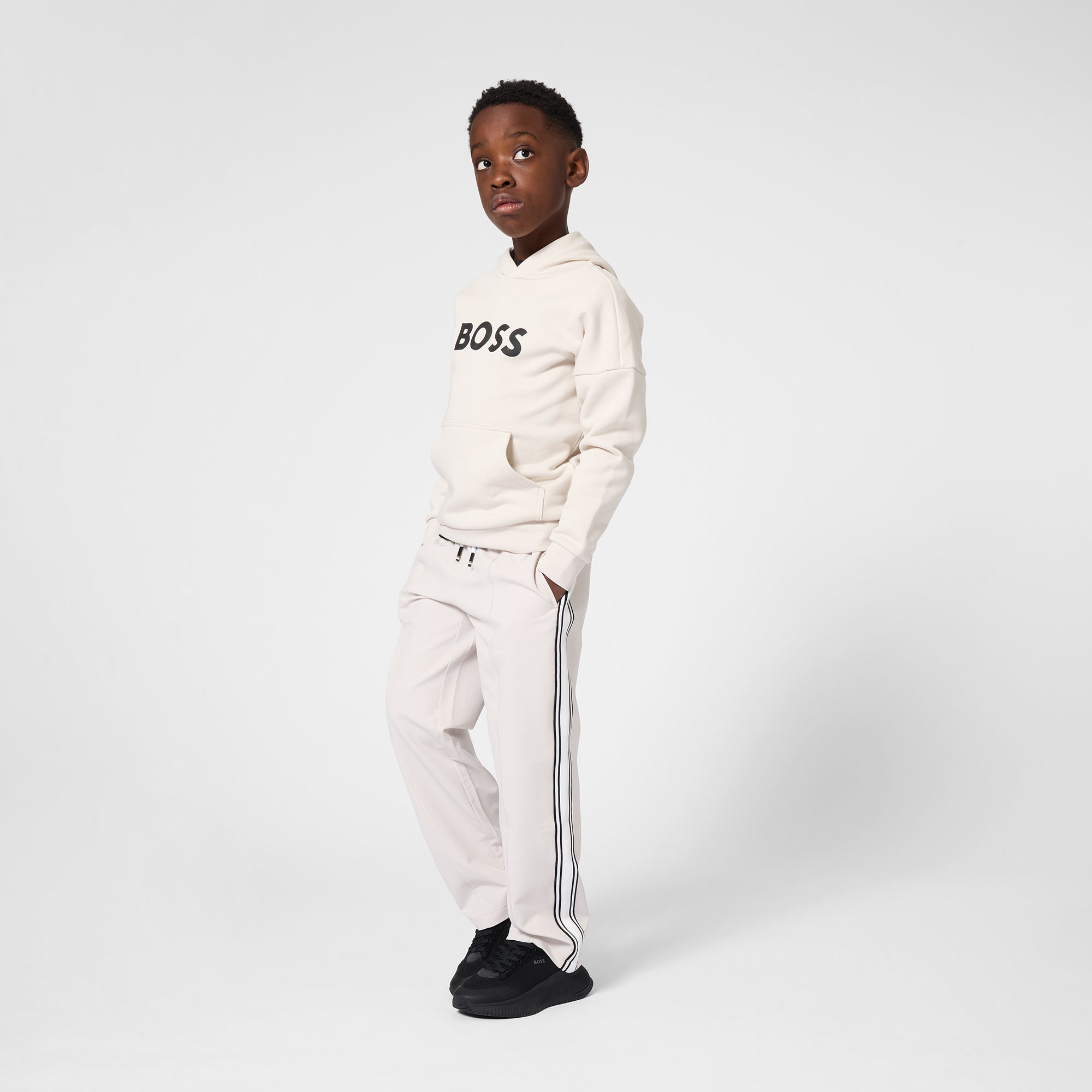 Boys Side-Stripe Jogging Pants in Navy Blue Hugo Boss