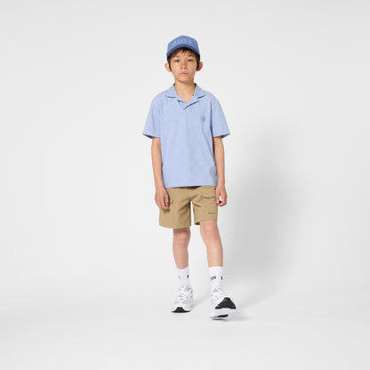 Boys Side-Stripe Stretchy Bermuda Shorts in Navy Hugo Boss