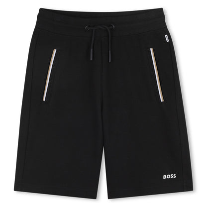 Cotton Blend Bermuda Shorts with Elasticated Waist Hugo Boss