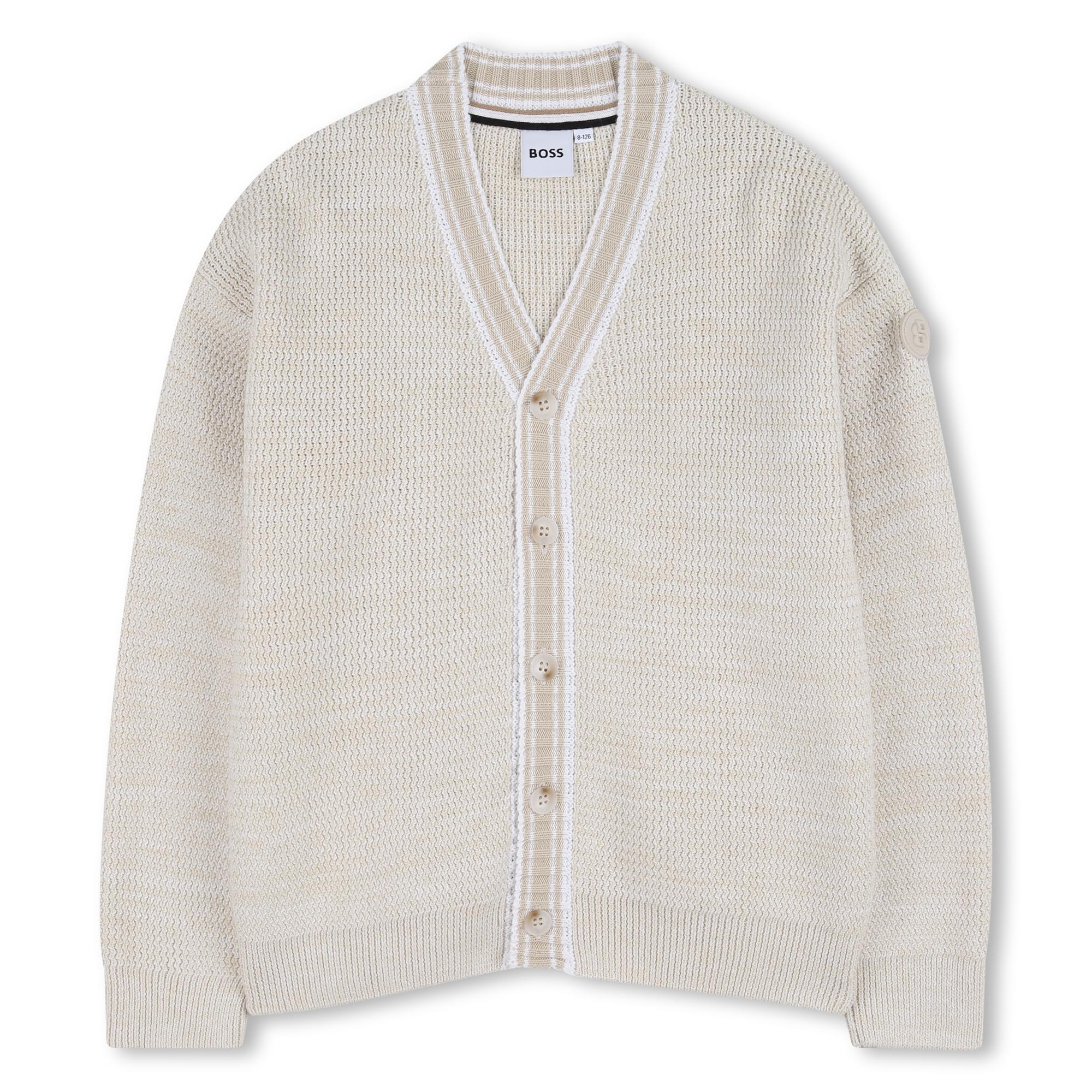 Cotton Knit Cardigan with Button Front Hugo Boss