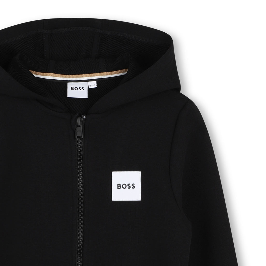 Hooded Zip Up Cotton Blend Cardigan with Front Pockets Hugo Boss