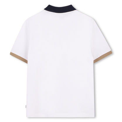 Cotton Piqué Short Sleeve Polo Shirt with Contrast Collar Hugo Boss