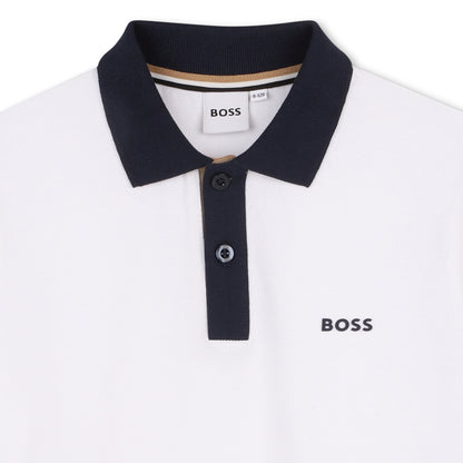 Cotton Piqué Short Sleeve Polo Shirt with Contrast Collar Hugo Boss