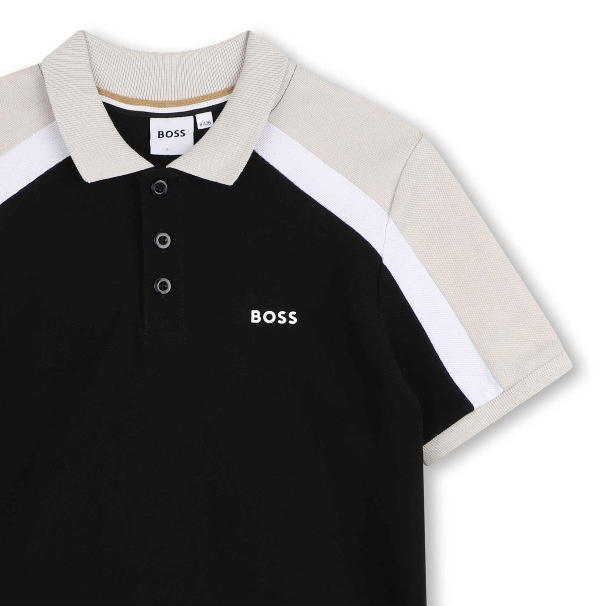 Cotton Piqué Polo Shirt with Contrast Shoulder Panels Hugo Boss