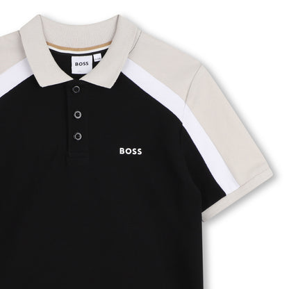 Cotton Piqué Polo Shirt with Contrast Shoulder Panels Hugo Boss