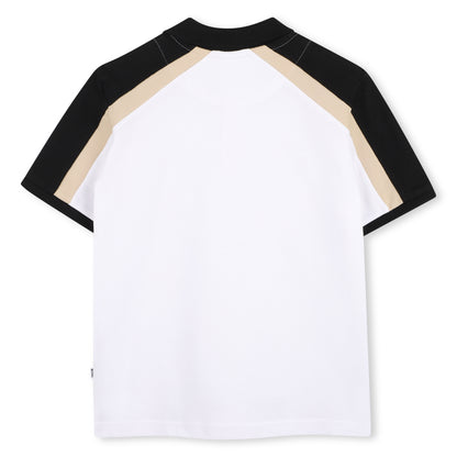Cotton Piqué Polo Shirt with Contrast Shoulder Panels Hugo Boss