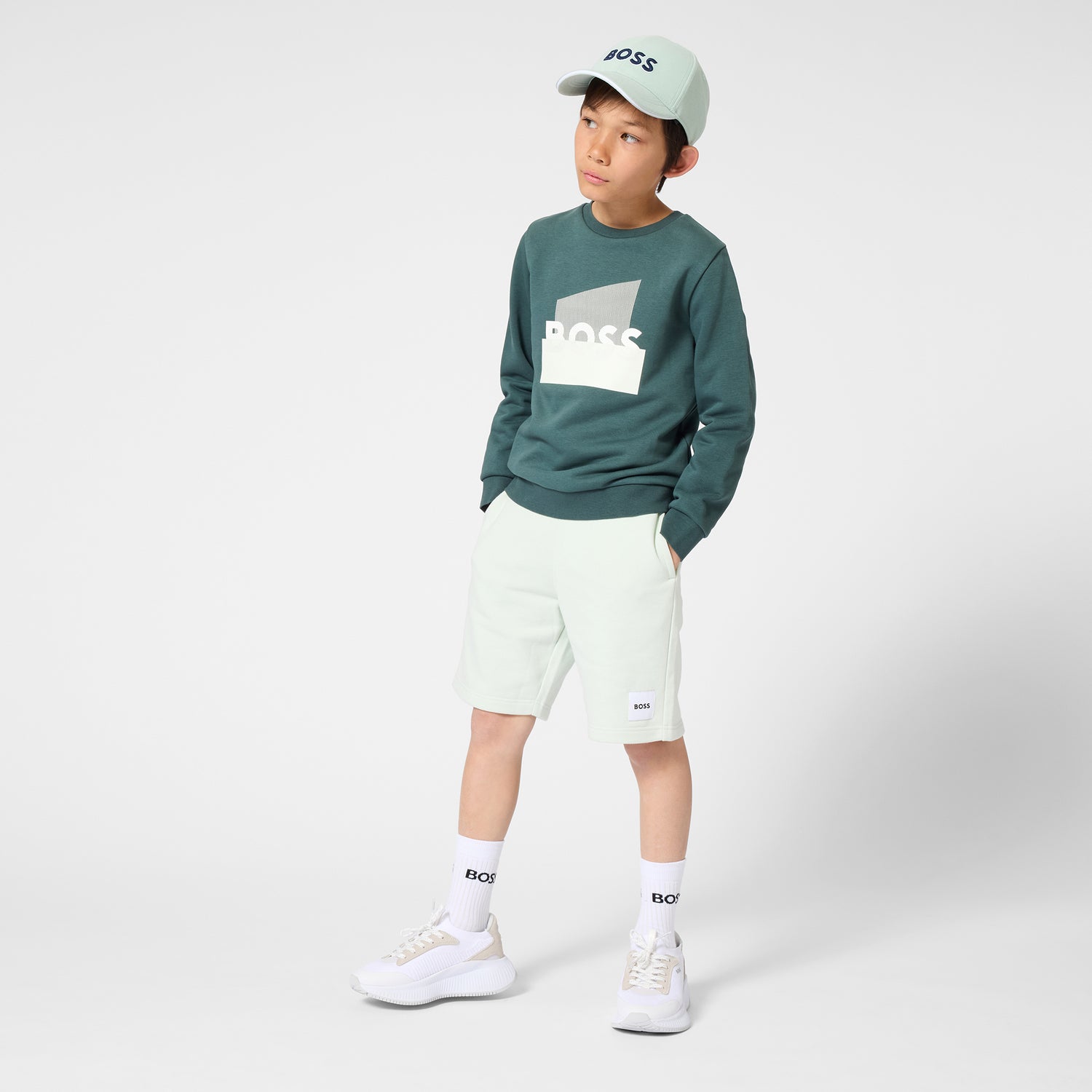 Cotton Blend Fleece Sweatshirt with Graphic Chest Detail Hugo Boss