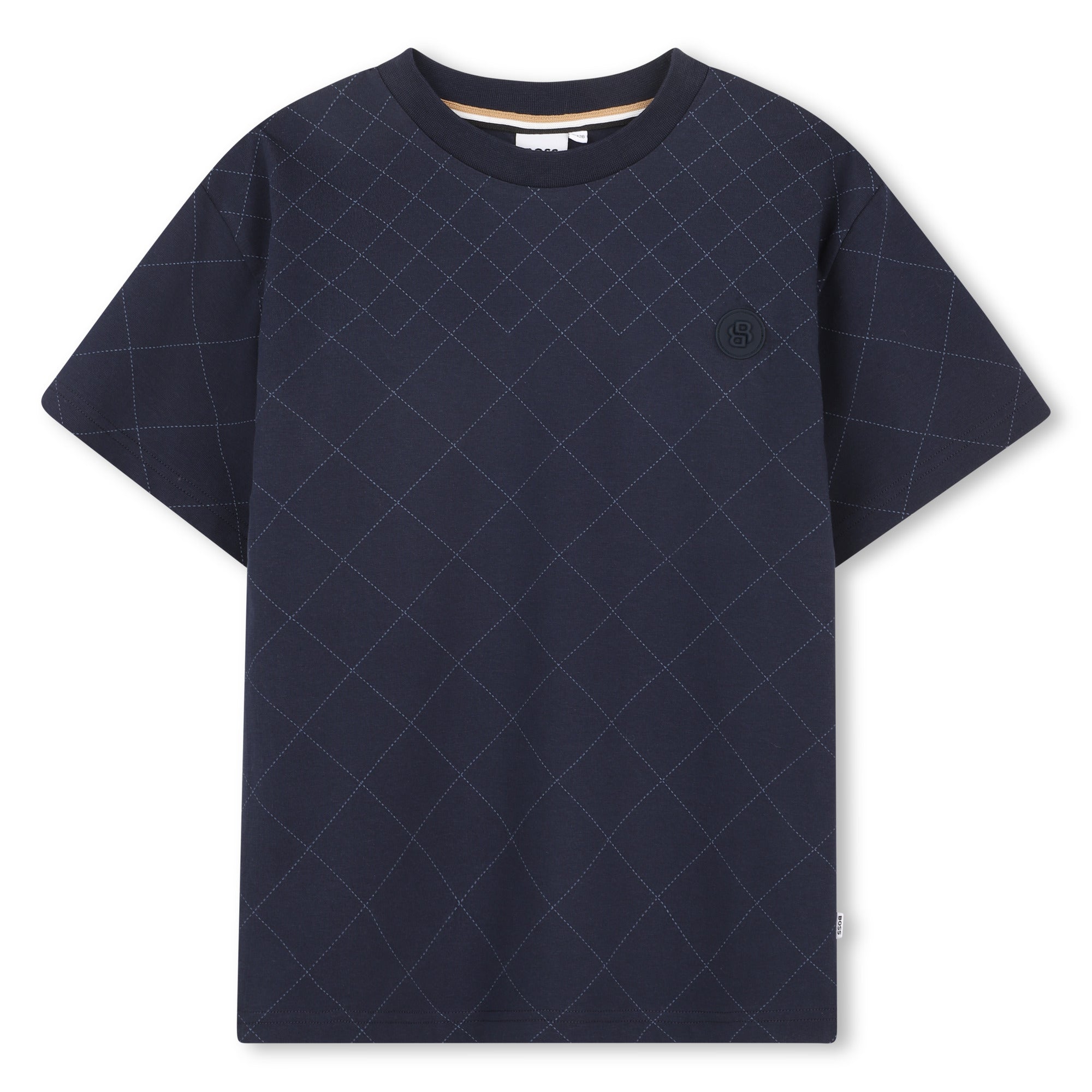 Quilted Effect Cotton Jersey Short Sleeve T Shirt Hugo Boss