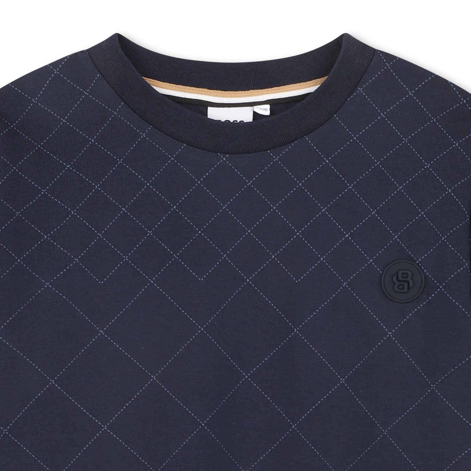 Quilted Effect Cotton Jersey Short Sleeve T Shirt Hugo Boss