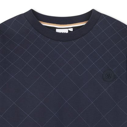 Quilted Effect Cotton Jersey Short Sleeve T Shirt Hugo Boss