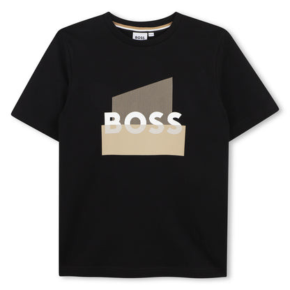 Cotton Jersey Short Sleeve T Shirt with Graphic Chest Print Hugo Boss