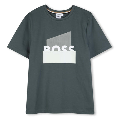 Cotton Jersey Short Sleeve T Shirt with Graphic Chest Design Hugo Boss