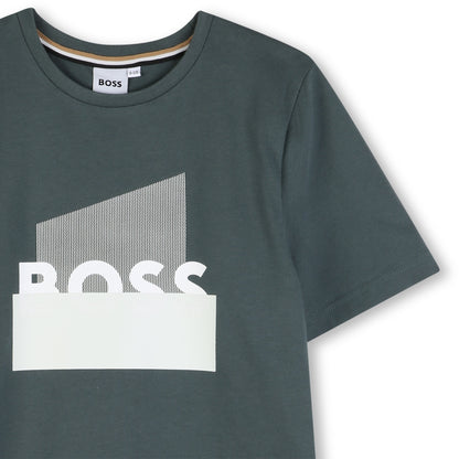 Cotton Jersey Short Sleeve T Shirt with Graphic Chest Design Hugo Boss