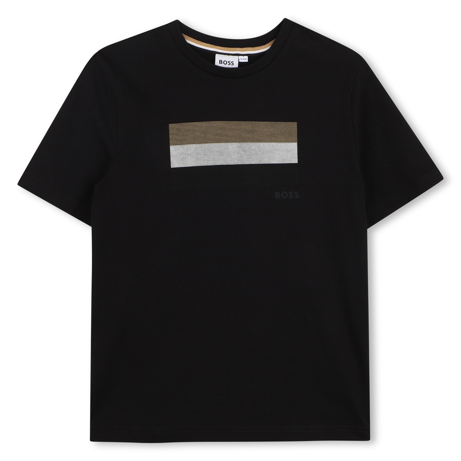 Cotton Short Sleeve T Shirt with Chest Stripe Detail Hugo Boss