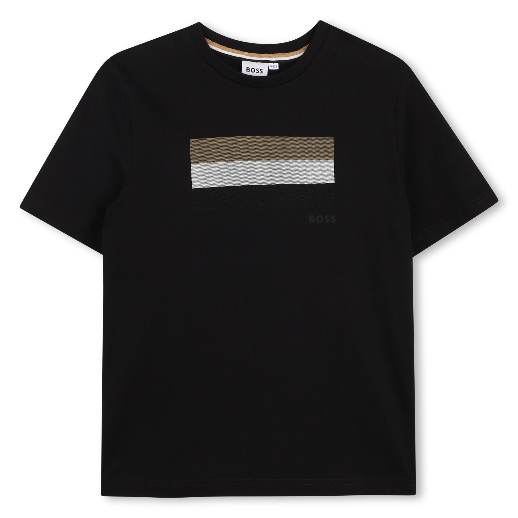 Cotton Short Sleeve T Shirt with Chest Stripe Detail Hugo Boss